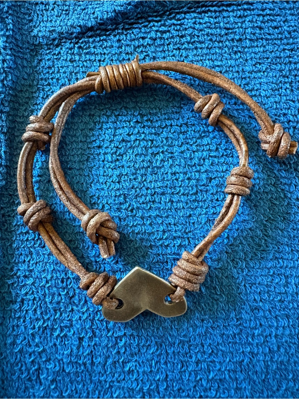 Brown Leather Knot Bracelet with Metal Accent
